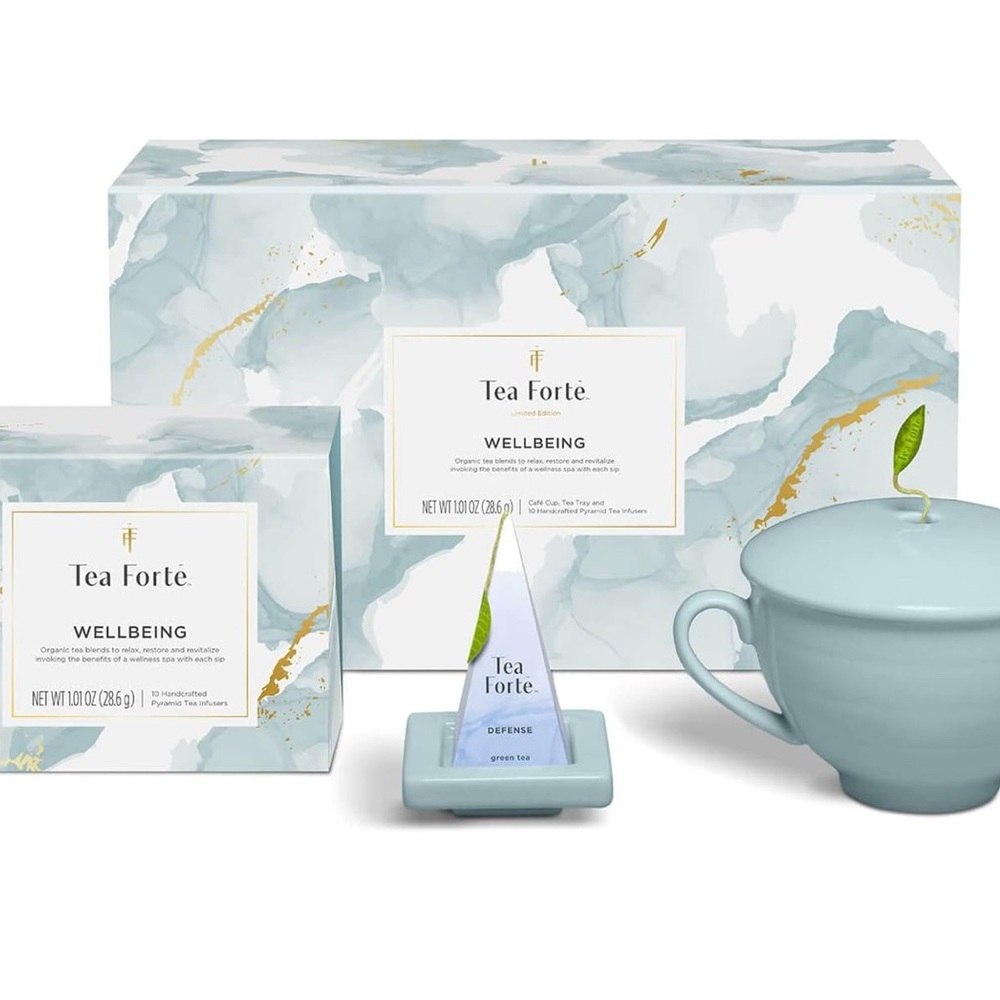 Yea Forte WellBeing Gift Set Tea Cup Tea Tray 10 Tea Bags